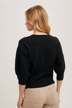 Load image into Gallery viewer, PUFFED 3/4 SLEEVED KNIT SWEATER TOP