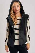 Load image into Gallery viewer, SHERPA FLEECE HOODED VEST WITH FAUX SUEDE INNER