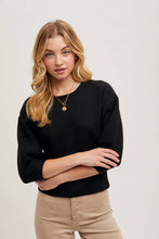 Load image into Gallery viewer, PUFFED 3/4 SLEEVED KNIT SWEATER TOP