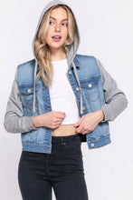 Load image into Gallery viewer, Long Sleeve Contrast Terry Sleeve with Hoodie Jacket