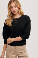 Load image into Gallery viewer, PUFFED 3/4 SLEEVED KNIT SWEATER TOP