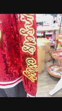 Load and play video in Gallery viewer, CHIEFS Sequin Bomber Jacket
