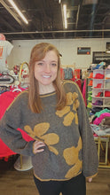 Load image into Gallery viewer, Brown Floral Jacquard Knit Sweater
