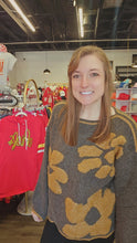 Load image into Gallery viewer, Brown Floral Jacquard Knit Sweater