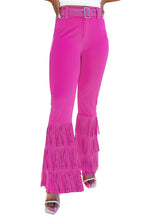 Load image into Gallery viewer, Pink High Waisted Fringe Bottom Pants