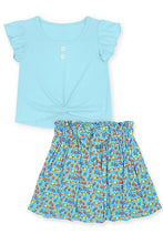 Load image into Gallery viewer, KIDS Two Piece Set- Floral Skirt with Knot Front Top

