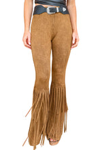 Load image into Gallery viewer, Camel High Waisted Fringe Bottom Pants