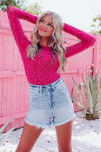 Load image into Gallery viewer, Pink Rhinestone Bodysuit