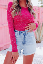 Load image into Gallery viewer, Pink Rhinestone Bodysuit