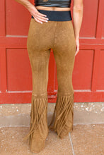 Load image into Gallery viewer, Camel High Waisted Fringe Bottom Pants
