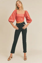 Load image into Gallery viewer, “Drunk on You” Crop Faux Leather Top