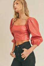 Load image into Gallery viewer, “Drunk on You” Crop Faux Leather Top