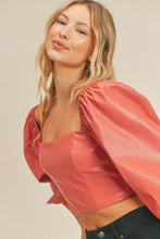 Load image into Gallery viewer, “Drunk on You” Crop Faux Leather Top
