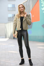 Load image into Gallery viewer, “Hippies & Cowboys” Vegan Faux Leather Moto Jacket