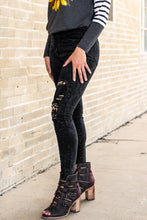 Load image into Gallery viewer, Distressed Skinny Jeans with Leopard Patches