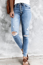 Load image into Gallery viewer, High Rise Button Fly Skinny Jeans
