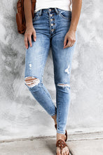 Load image into Gallery viewer, High Rise Button Fly Skinny Jeans