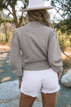 Load image into Gallery viewer, Gray Mock Neck Keyhole Sweater