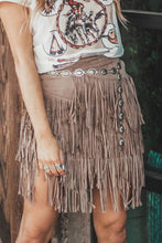 Load image into Gallery viewer, Fringe Faux Suede Mini Skirt