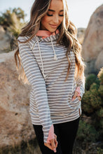 Load image into Gallery viewer, Asymmetrical Zip Striped Hoodie