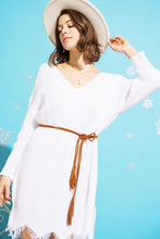 Load image into Gallery viewer, Distressed Chunky Knit V-Neck Sweater Dress