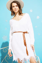 Load image into Gallery viewer, Distressed Chunky Knit V-Neck Sweater Dress