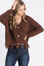 Load image into Gallery viewer, Destroyed Fringed Button Down Cardigan