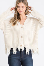 Load image into Gallery viewer, Destroyed Fringed Button Down Cardigan