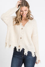 Load image into Gallery viewer, Destroyed Fringed Button Down Cardigan