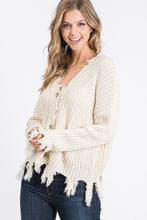 Load image into Gallery viewer, Destroyed Fringed Button Down Cardigan