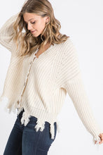Load image into Gallery viewer, Destroyed Fringed Button Down Cardigan