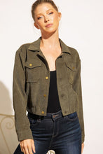 Load image into Gallery viewer, Button Up Corduroy Crop Jacket