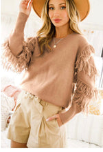 Load image into Gallery viewer, Taupe Tassel Detail Sweater