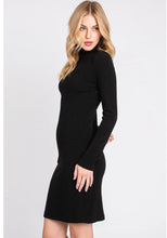 Load image into Gallery viewer, Black Mock Neck Ribbed Dress
