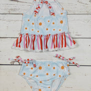 KIDS Daisy Printed Two Piece Girls Summer Swim Set