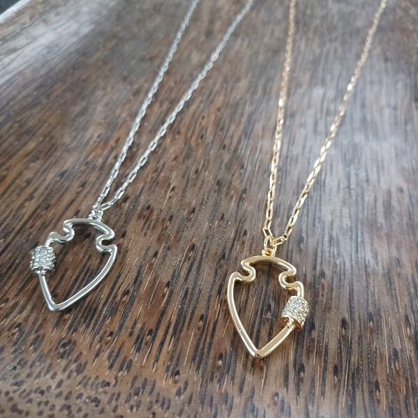Small Arrowhead Bling Necklace Siler OR Gold
