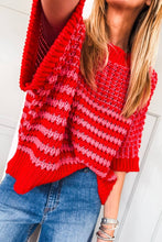 Load image into Gallery viewer, Red Stripe 3/4 Draped Sleeve Slouchy Sweater
