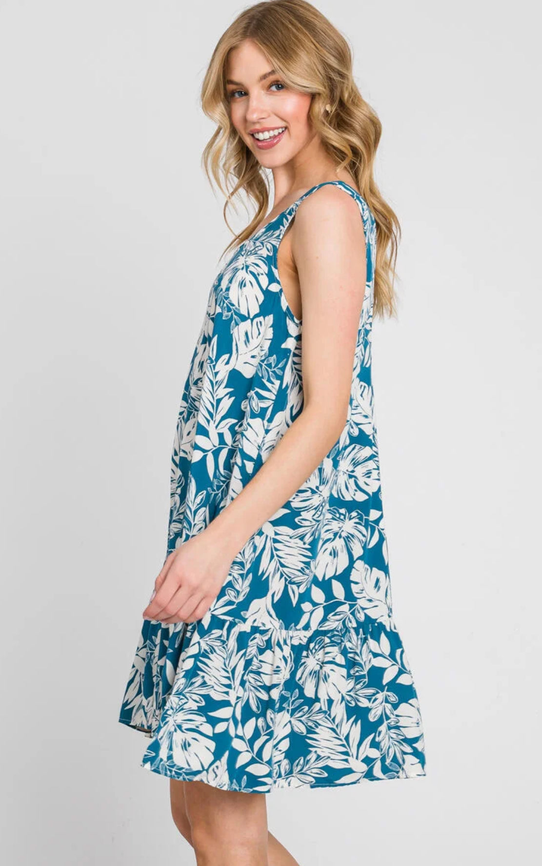 Ruffled Mini Dress w/Deep V Back