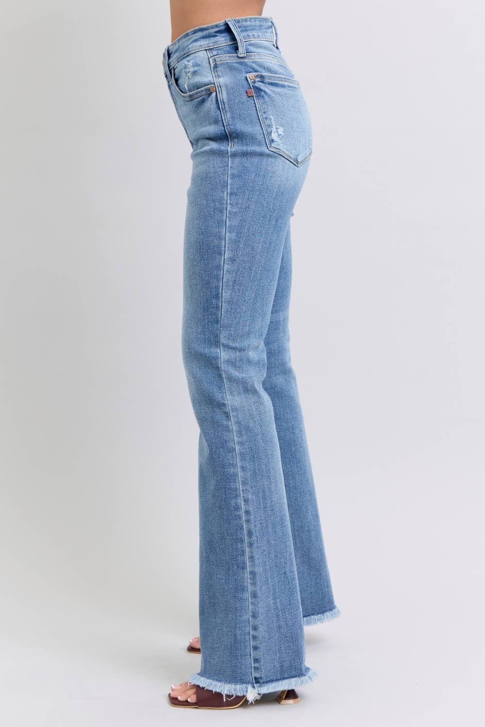 JUDY BLUE High Waisted Bootcut with Fray Hem
