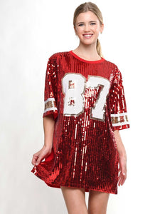 87 Sequin Jersey Dress (Red)