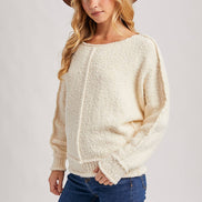 WIDE NECK OVERSIZED PULLOVER KNIT SWEATER