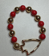 Red & Gold Beaded Arrowhead Bracelet