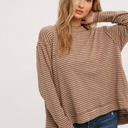 CREWNECK  SLOUCHY STRIPE TOP