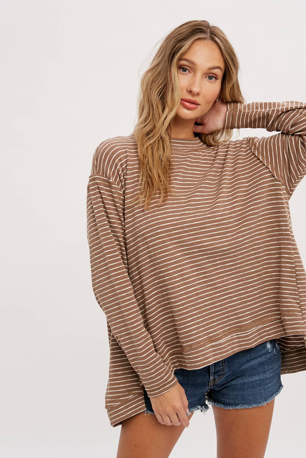 CREWNECK  SLOUCHY STRIPE TOP