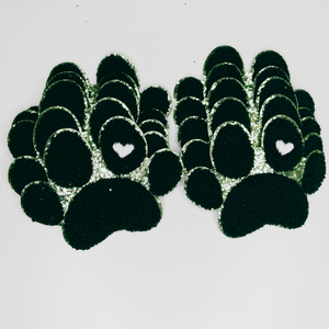 4" Paw Print with Embroidery heart detail - Chenille Patch