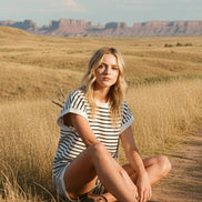 STRIPED TERRY TOP ONLY (Shorts Sold Separately)