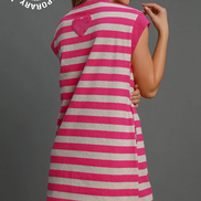 Sleeveless Striped Towel Dress (Pink)