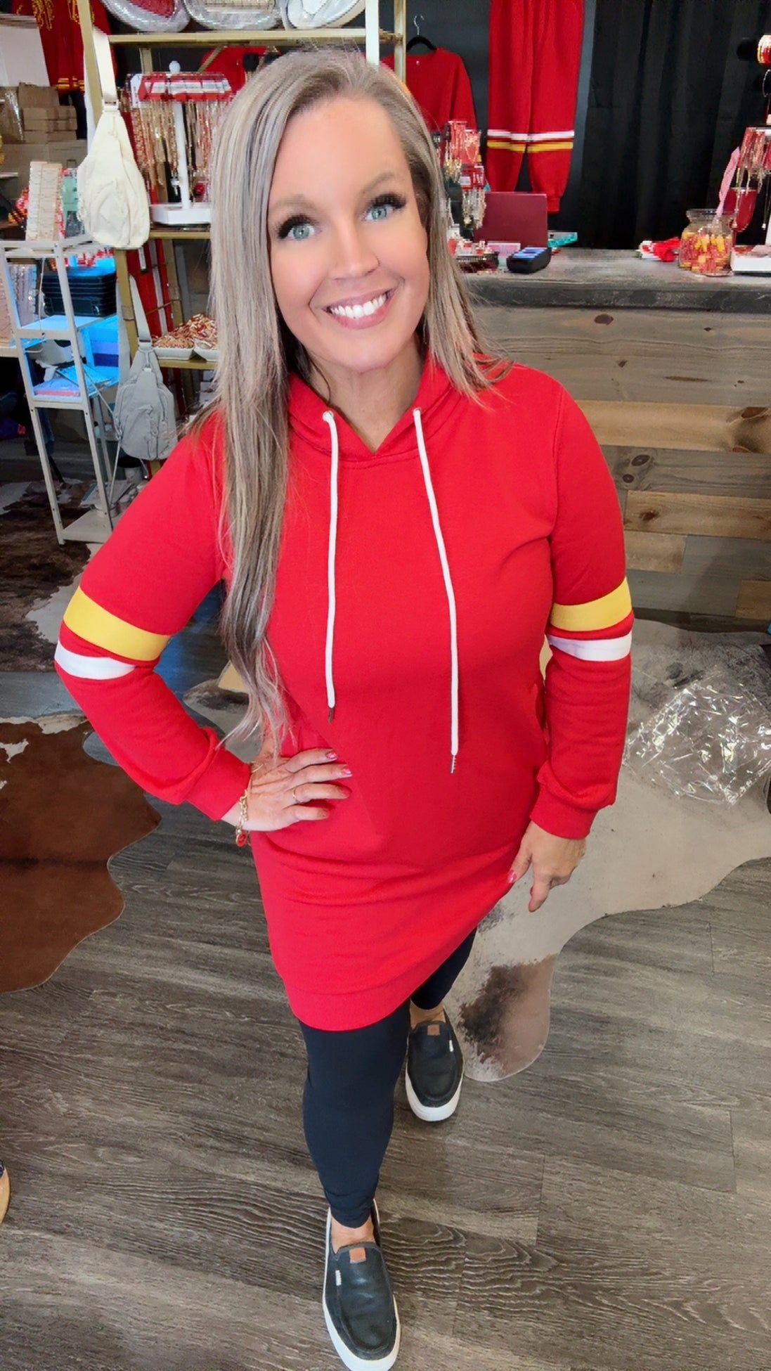 No Fumble Hooded Sweatshirt Dress