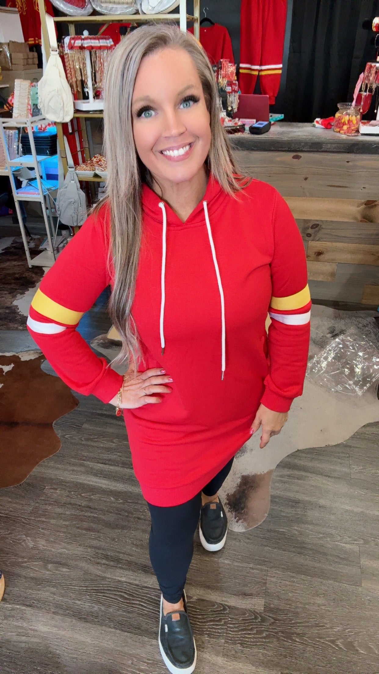 No Fumble Hooded Sweatshirt Dress