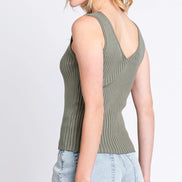 Ribbed V-Neck Sweater Tank